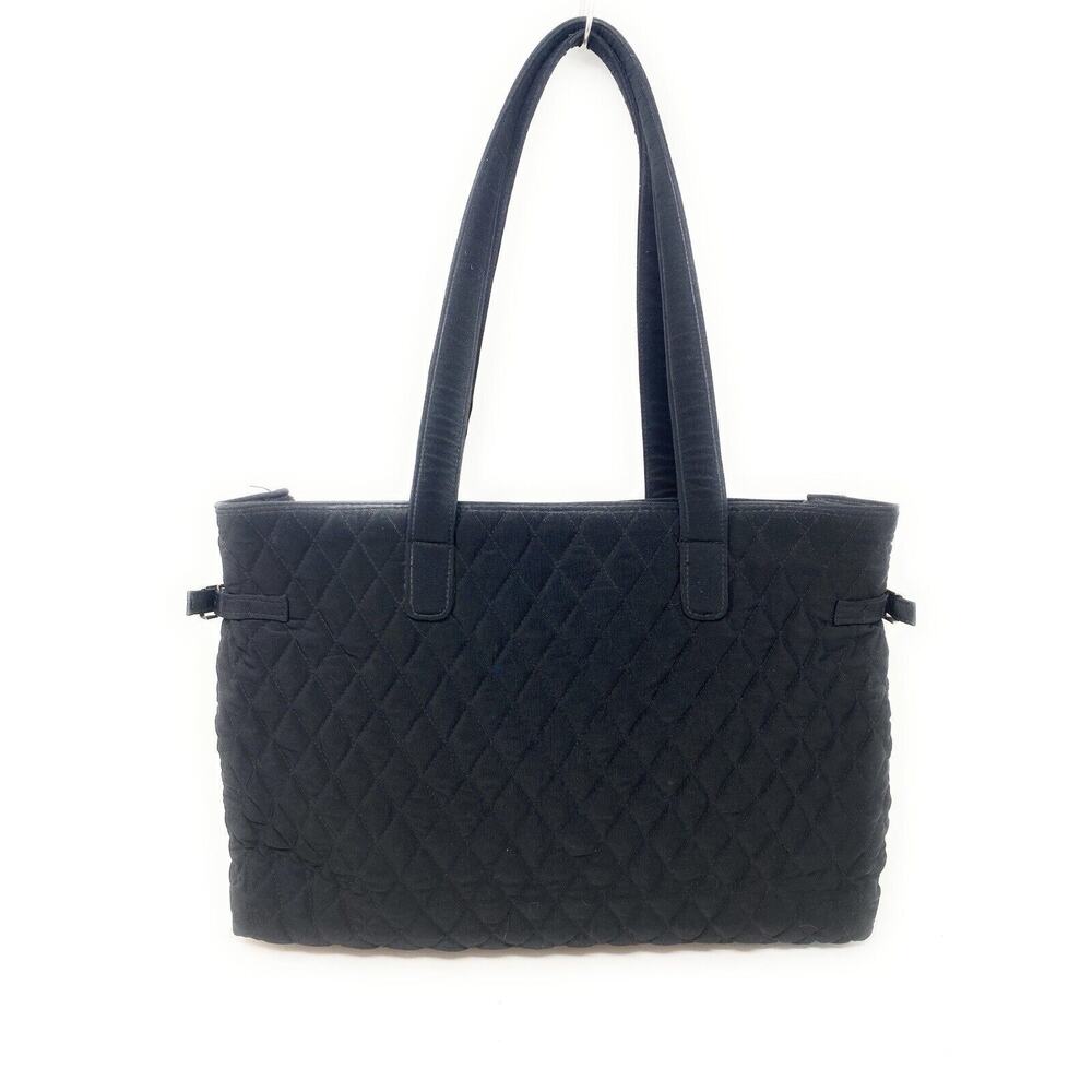 VERA BRADLEY Work TOTE Bag Laptop School Quilted Black Microfiber